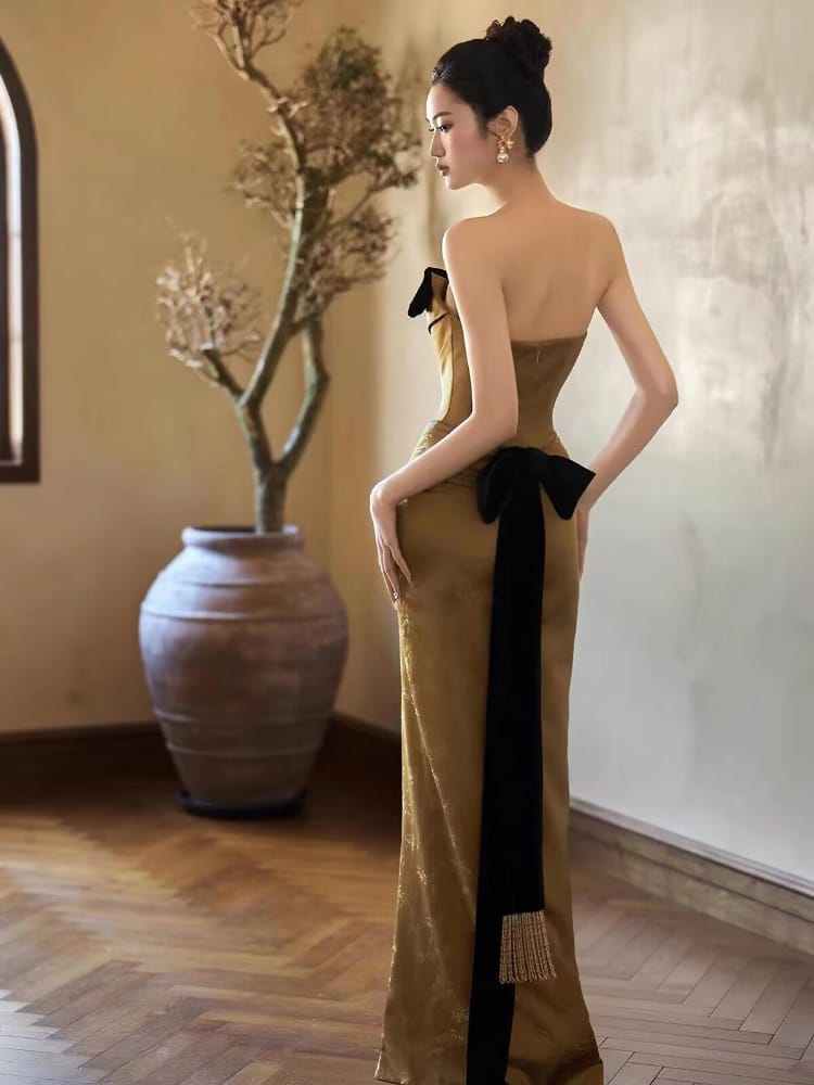 Beth and Brian Qipao-YJ Zoe Strapless Long Cheongsam Dress
