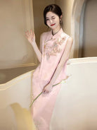 Beth and Brian Qipao-MY Bonnie Brocade Sleeveless Pink Cheongsam Set