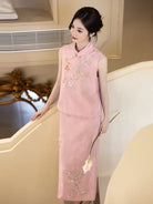 Beth and Brian Qipao-MY Bonnie Brocade Sleeveless Pink Cheongsam Set
