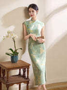 Beth and Brian Qipao-MYJ Sophie's Mid-Length Cheongsam with Cat & Floral Print