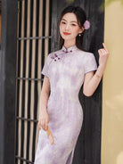 Beth and Brian Qipao-YG Mia Cotton Linen Fabric Floral Mid-Length Cheongsam