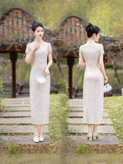 Beth and Brian Qipao-FS Plus Size Floral Midi Cheongsam Dress