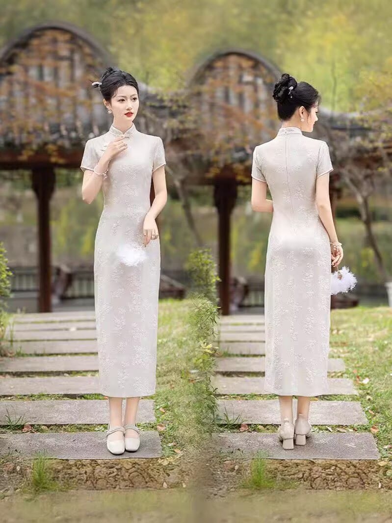 Beth and Brian Qipao-FS Plus Size Floral Midi Cheongsam Dress