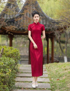 Beth and Brian Qipao-FS Plus Size Floral Midi Cheongsam Dress