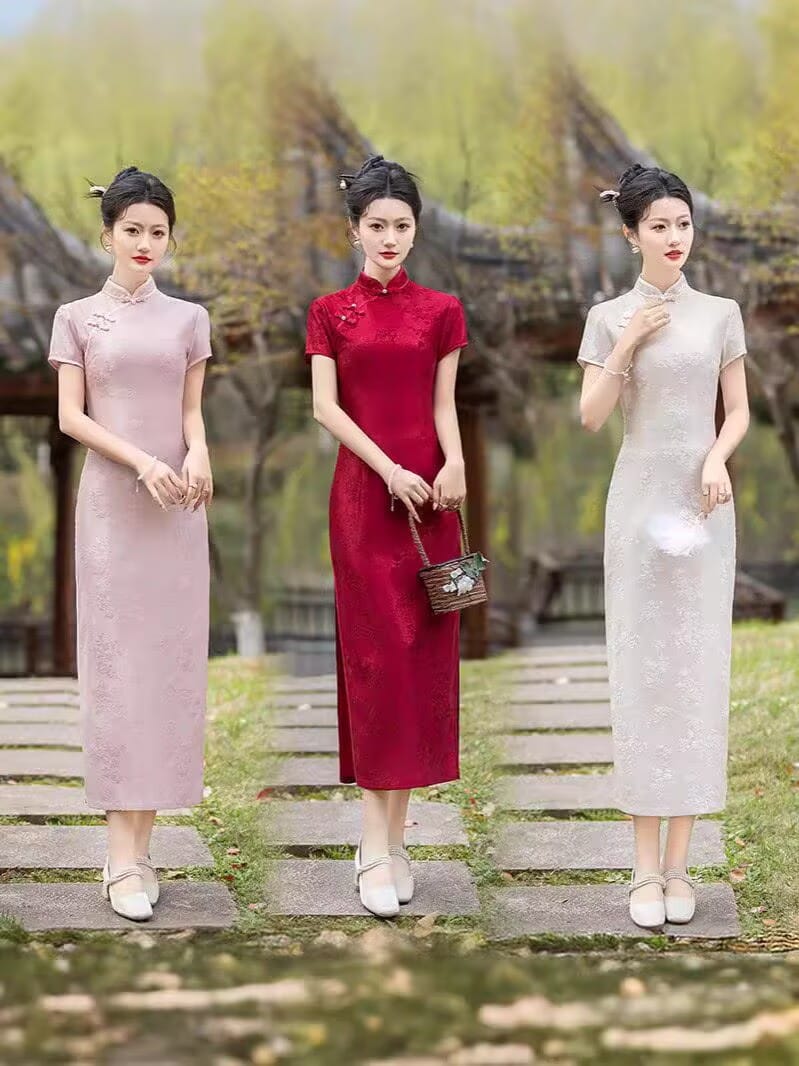 Beth and Brian Qipao-FS Plus Size Floral Midi Cheongsam Dress