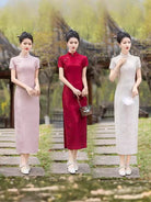 Beth and Brian Qipao-FS Plus Size Floral Midi Cheongsam Dress
