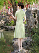 Beth and Brian Qipao-FS Plus Size Jacquard Midi A-line Cheongsam Dress