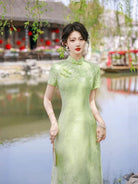 Beth and Brian Qipao-FS Plus Size Jacquard Midi A-line Cheongsam Dress