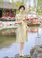 Beth and Brian Qipao-FS Plus Size Jacquard Midi A-line Cheongsam Dress