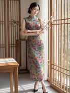Beth and Brian Qipao-YG Sophia's Sleeveless Colorful Abstract Print Cheongsam