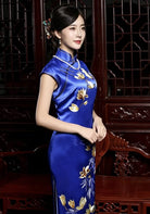 Beth and Brian Qipao-JSHY Luxury Hand-embroidery, 30 mome mulberry silk, high-end long Qipao