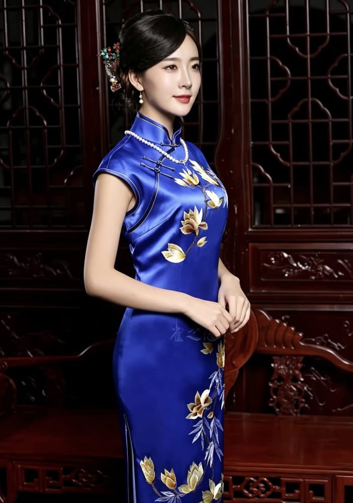 Beth and Brian Qipao-JSHY Luxury Hand-embroidery, 30 mome mulberry silk, high-end long Qipao