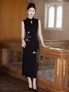 Beth and Brian Qipao-LSB Sophia Butterfly Embroidery Sleeveless Long Cheongsam