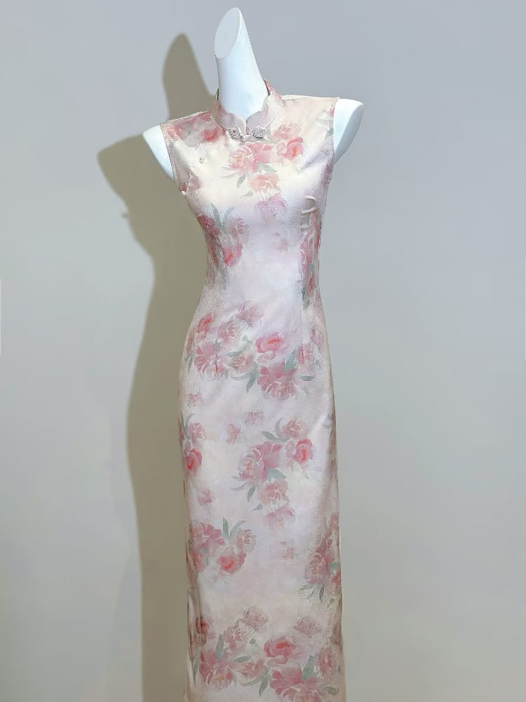 Beth and Brian Qipao-LSB Chloe Sleeveless Floral Midi Cheongsam