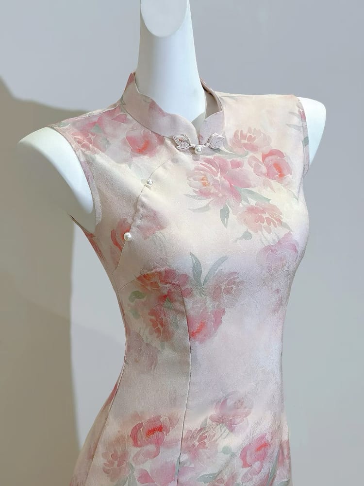 Beth and Brian Qipao-LSB Chloe Sleeveless Floral Midi Cheongsam