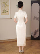 Beth and Brian Qipao-LSB Luna Floral & Butterfly Embroidery Midi Cheongsam