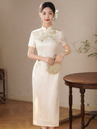 Beth and Brian Qipao-LSB Luna Floral & Butterfly Embroidery Midi Cheongsam
