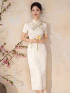 Beth and Brian Qipao-LSB Luna Floral & Butterfly Embroidery Midi Cheongsam