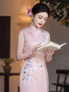 Beth and Brian Qipao-LSB Chloe Floral Embroidery Sleeveless Cheongsam