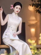 Beth and Brian Qipao-LSB Emma Floral Embroidery Sleeveless Cheongsam