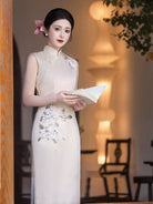 Beth and Brian Qipao-LSB Emma Floral Embroidery Sleeveless Cheongsam