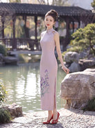 Beth and Brian Qipao-WS Evelyn Butterfly & Iris Embroidery Sleeveless Cheongsam