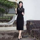 Beth and Brian Qipao-SMQ Clara Bamboo Floral Knitting Jacquard Midi Cheongsam