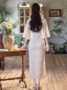 Beth and Brian Qipao-LSB Hazel Subtle Floral Jacquard Midi Cheongsam