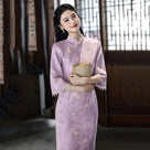 Beth and Brian Qipao-SMQ Sophia Butterfly Jacquard Suede Midi Cheongsam