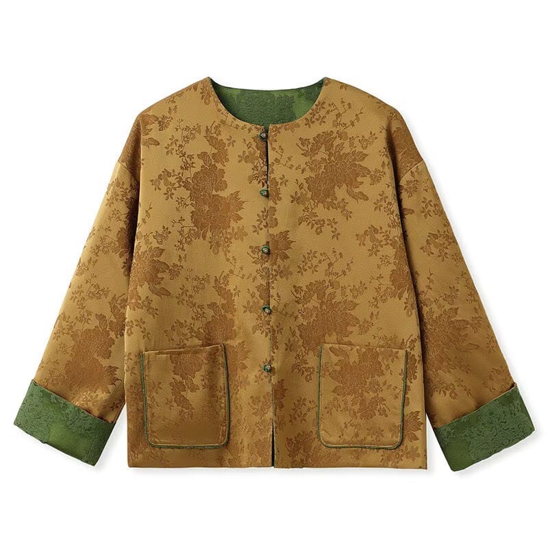 Beth and Brian Qipao-JZ Olivia Reversible Floral Jacquard Cheongsam Blouse