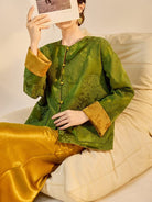 Beth and Brian Qipao-JZ Olivia Reversible Floral Jacquard Cheongsam Blouse