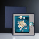 Beth and Brian Qipao-TX Chloe Peony Embroidery 16 Momme Mulberry Silk Scarf & Brooch Gift Set