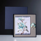 Beth and Brian Qipao-TX Chloe Peony Embroidery 16 Momme Mulberry Silk Scarf & Brooch Gift Set