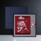 Beth and Brian Qipao-TX Chloe Peony Embroidery 16 Momme Mulberry Silk Scarf & Brooch Gift Set