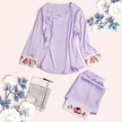 Beth and Brian Qipao-TX Peony Embroidery Chinese Style Satin Pajama Set