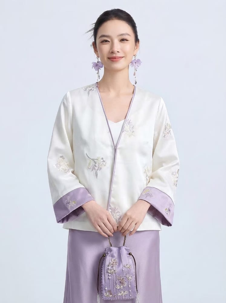 Beth and Brian Qipao-ZHT Sophia Reversible Butterfly Embroidery Satin Cheongsam Jacket