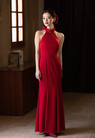 Beth and Brian Qipao - YB Exclusive Designer Collection | Halter Mermaid Satin Cheongsam Gown with Ribbons