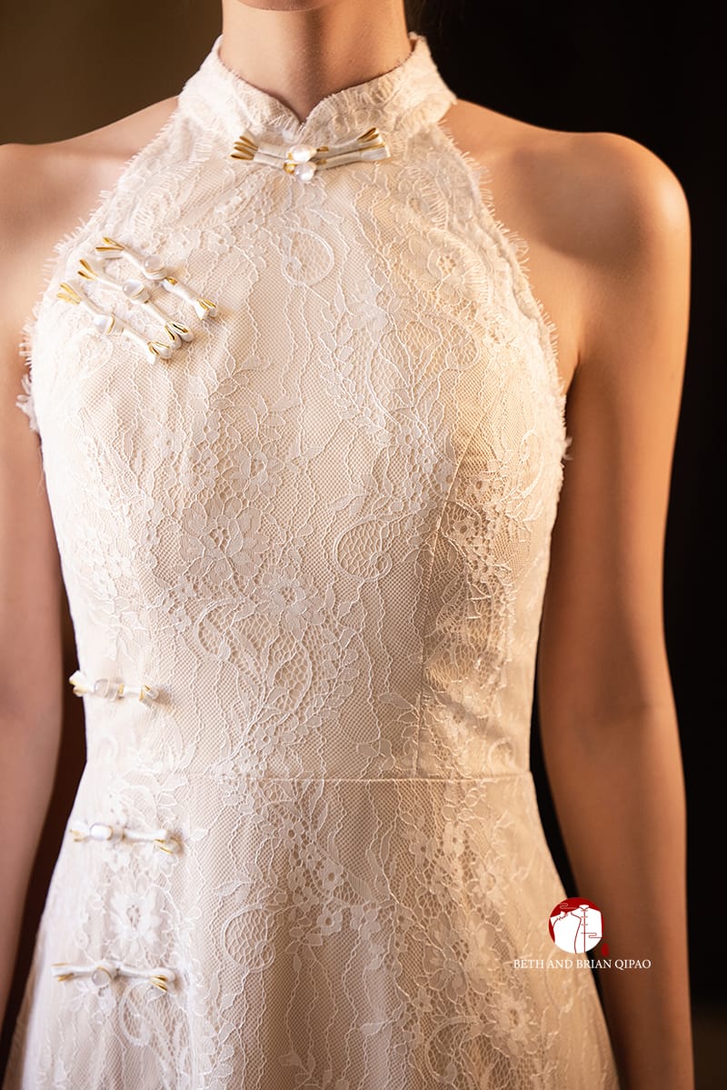Beth and Brian Qipao-Exclusivedesigner Exclusive Designer Collection | Halter Lace A-line Cheongsam Maxi Gown