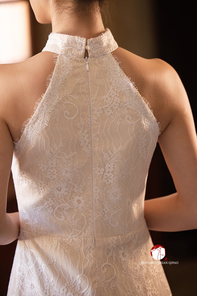 Beth and Brian Qipao-Exclusivedesigner Exclusive Designer Collection | Halter Lace A-line Cheongsam Maxi Gown