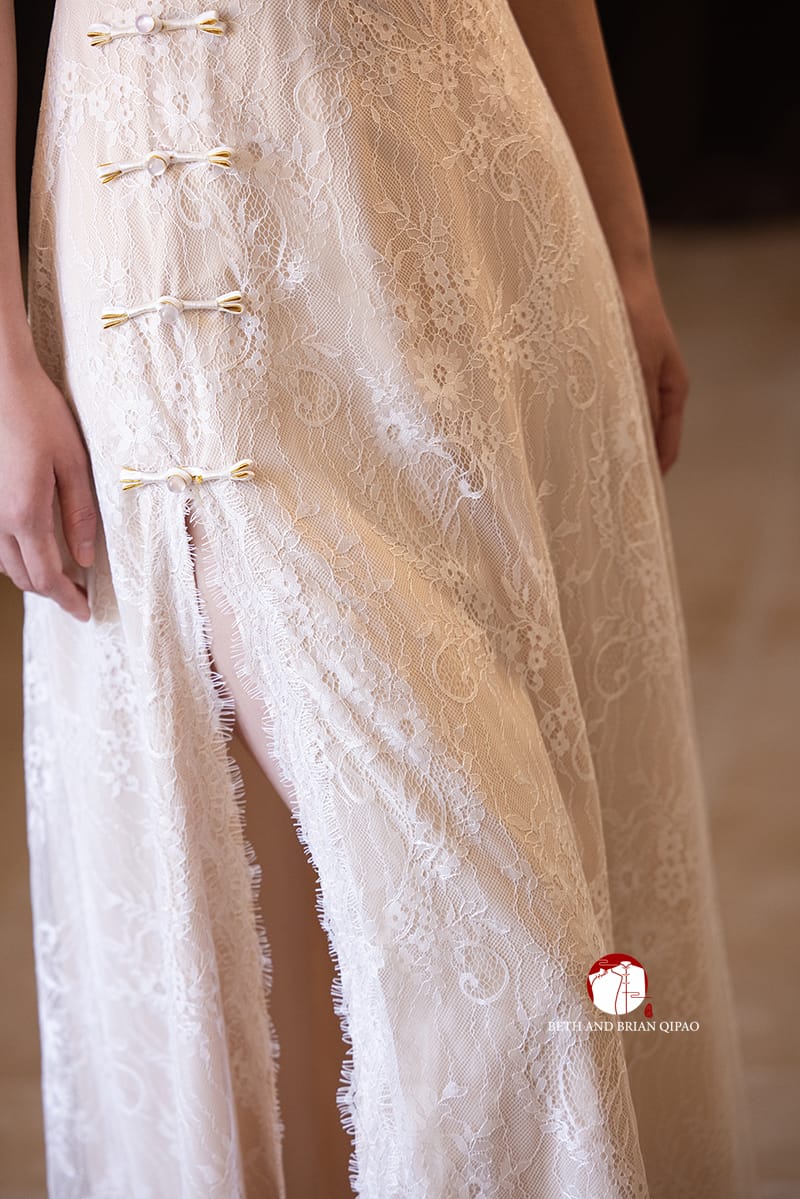 Beth and Brian Qipao-Exclusivedesigner Exclusive Designer Collection | Halter Lace A-line Cheongsam Maxi Gown
