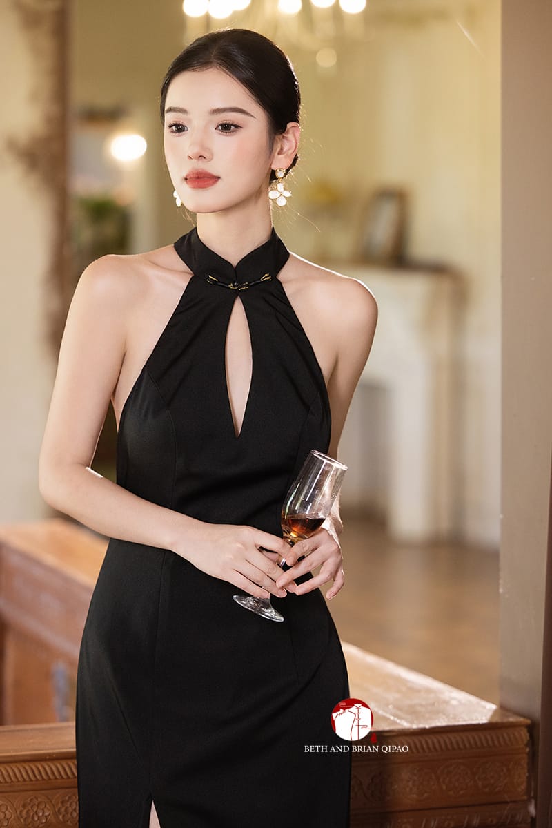 Beth and Brian Qipao-Exclusivedesigner Exclusive Designer Collection | Backless Maxi Cheongsam Gown with Ribbons