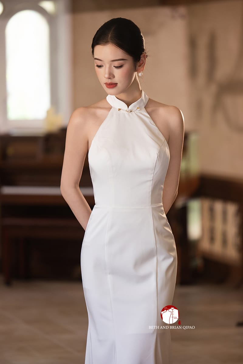 Beth and Brian Qipao-Exclusivedesigner Exclusive Designer Collection | Backless Mermaid Cheongsam Gown with Ribbons