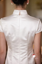 Beth and Brian Qipao-Exclusivedesigner Exclusive Designer Collection | Minimalism White long Cheongsam Gown