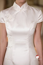 Beth and Brian Qipao-Exclusivedesigner Exclusive Designer Collection | Minimalism White long Cheongsam Gown