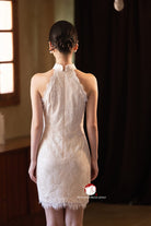 Beth and Brian Qipao-Exclusivedesigner Exclusive Designer Collection | Halter Lace Mini Cheongsam