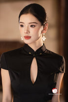 Beth and Brian Qipao-Exclusivedesigner Exclusive Designer Collection | Water Drop Collar Satin Mini Cheongsam
