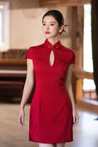 Beth and Brian Qipao-Exclusivedesigner Exclusive Designer Collection | Water Drop Collar Satin Mini Cheongsam