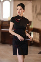 Beth and Brian Qipao-Exclusivedesigner Exclusive Designer Collection | Black Satin Mini Cheongsam