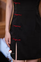 Beth and Brian Qipao-Exclusivedesigner Exclusive Designer Collection | Black Satin Mini Cheongsam