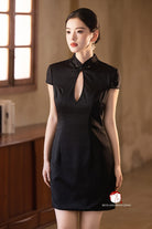 Beth and Brian Qipao-Exclusivedesigner Exclusive Designer Collection | Water Drop Collar Satin Mini Cheongsam